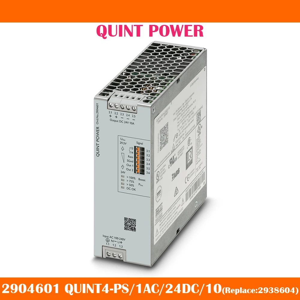 QUINT POWER (Replace:2938604) 24VDC/10A Switching Power Supply 2904601 QUINT4-PS/1AC/24DC/10