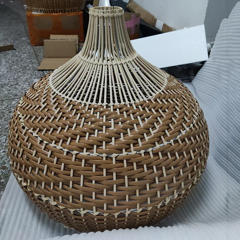 New Color Matching Rattan Lamp Vintage Pendant Light Fixtures Retro Hanglamp Dining Room Decor Restaurant Suspension Luminaire