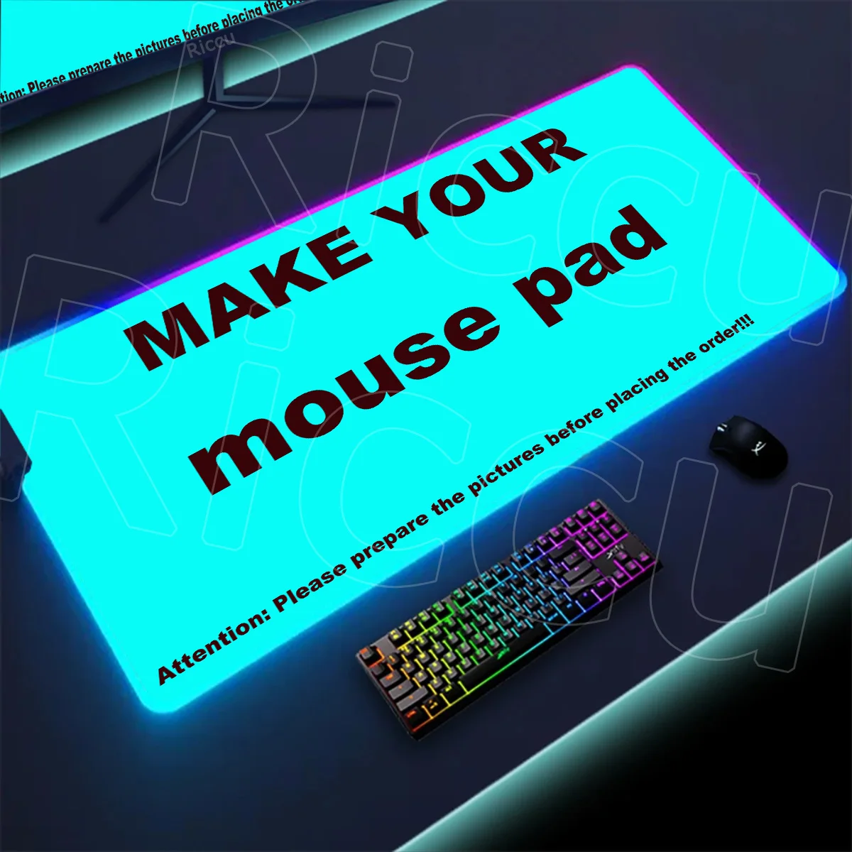 

New DIY Custom RGB Mouse Pad Anime Logo Gaming LED PC Game Keyboard Accessories Color Glow Custom Personalized Mousepad Desk Mat