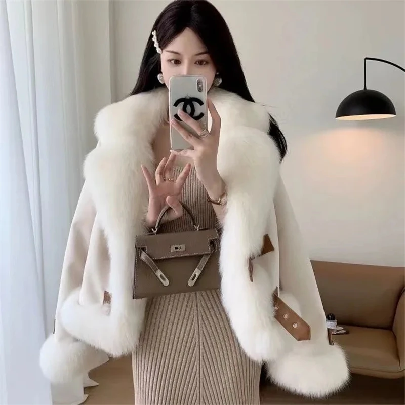 High Quality Winter Faux Fur Jackets Luxury Furry Lapel Coats Korean Fashion Warm Chaquetas Double-faced Women Plush Outerwear