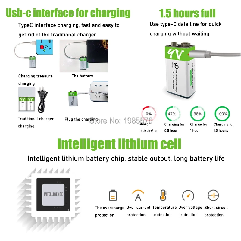 2-10 قطعة جديد 9 V 6F22 650mAh USB ليثيوم قابلة للشحن بطارية 9 V بطاريات ليثيوم أيون ل متعدد ميكروفون لعب التحكم عن بعد