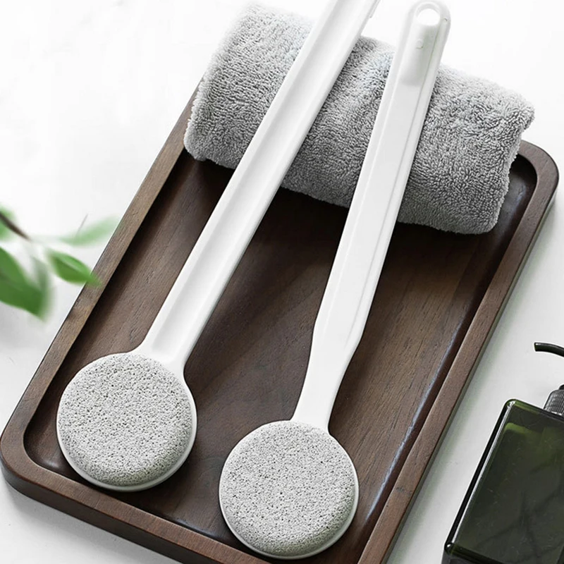 1Pcs Pumice Brush Exfoliating Foot File Double Sided Long Handle Stone Care Scrubber Exfoliator Body Brush