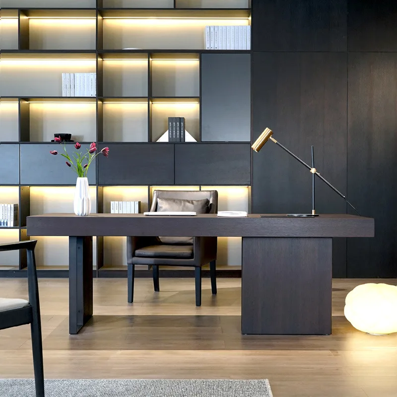 مكتب خفيف فاخر وحديث وغرفة معيشة إيطالية بسيطة ومكتب كبير للدراسة في المنزل #4