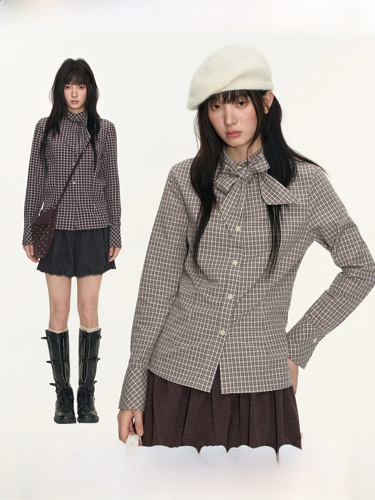 

Оригинальный клетчатый топ с вышивкой на талии irt, женский длинный топ Sve Tie-Detail Design Sensation для сна, смесь хлопка