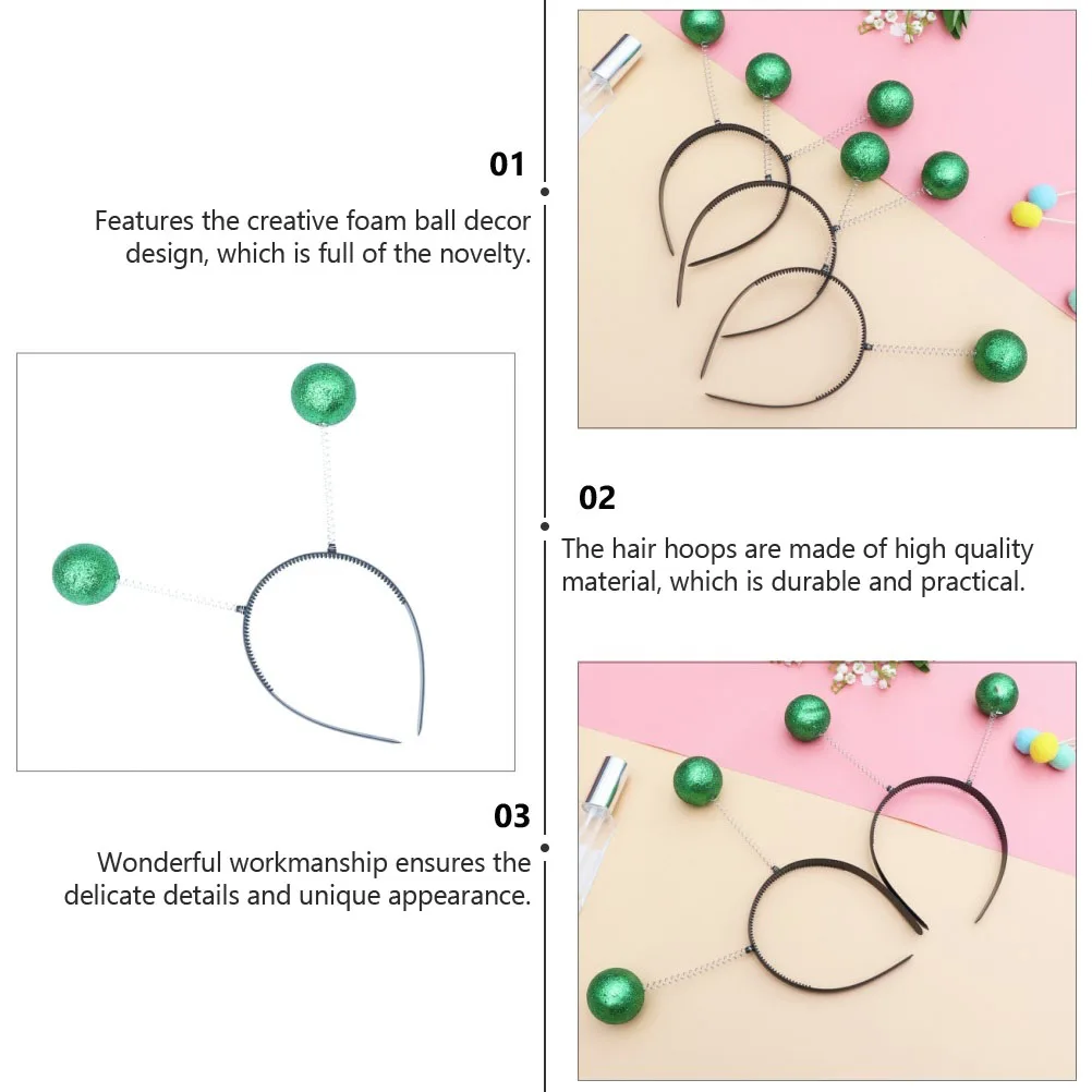 

6pcs Hoop Unique Ball Decor Dusting Powder Creative Headdress Girls Festival Performance Headband Prop Costume Accessories
