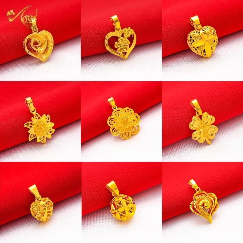 ANIID Dubai Heart Necklace For Women Girls Jewellery Love Charm Pendant Chain Bridal Wedding Necklaces Jewelry Party Gifts