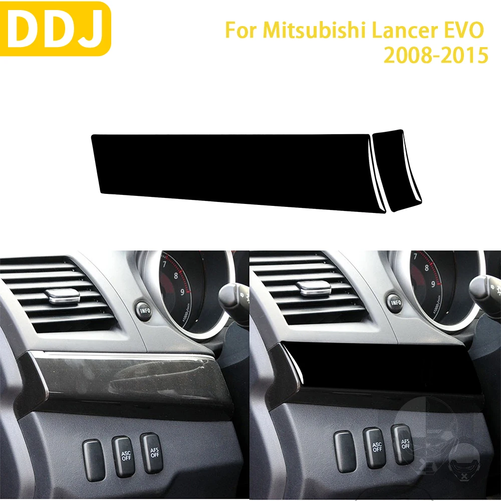 

For Mitsubishi Lancer EVO X MR 2008-2015 Car Accessories Plastic Piano Black Interior Driver Dashboard Panel Trim Sticker