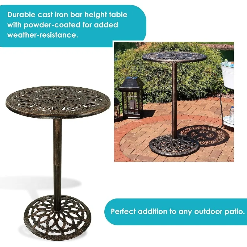 Hot Selling Products 40-inch gietijzeren staafhoogte terrastafel tuintafel 26-inch tafelbladdiameter eenvoudig sterk en duurzaam