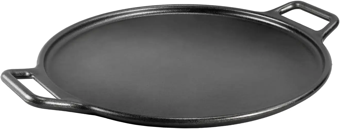 

14 Inch Seasoned Cast Iron Pizza Pan for Crispy Crusts, Even Heat Baking, Ready to Use