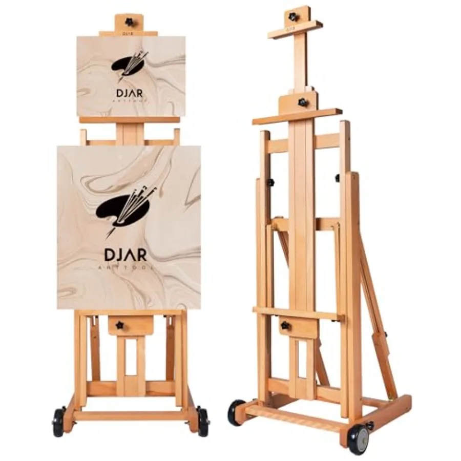 

Large H-Frame Easel Versatile Adjustable Beech Wood Studio Easel for Painting Movable and Tilting Flat Heavy-Duty Floor Easel S
