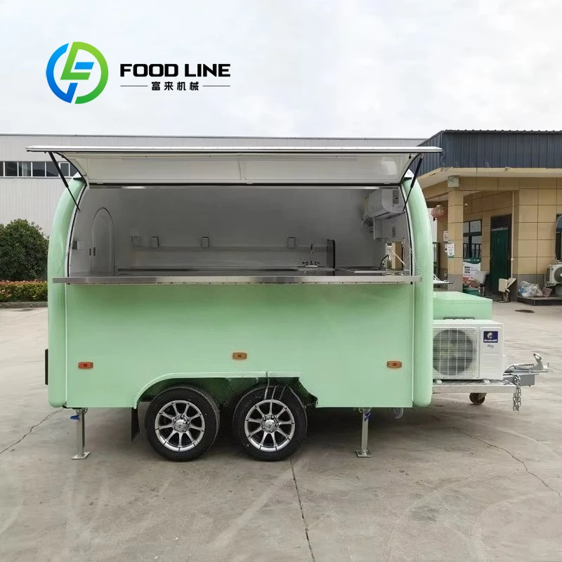 Round Mobile Food Trailer - Fully Equipped Bar Pancake Gelato Hotdog Coffee Pizza Bakery Ice Cream Concession Cart Customized