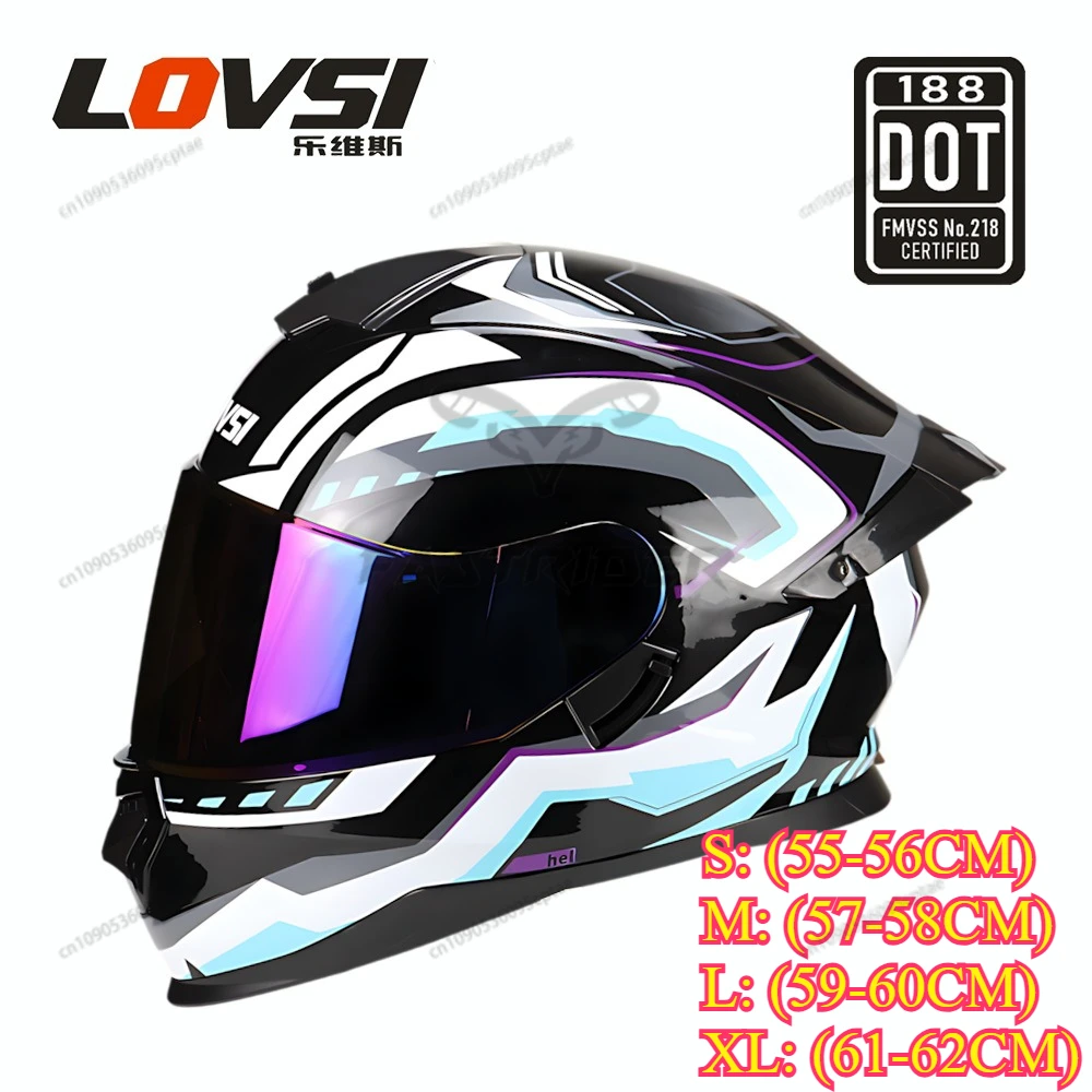 

Motorcycle helmet DOT certified black track men's helmet locomotive full helmet four seasons universal double mirror winter