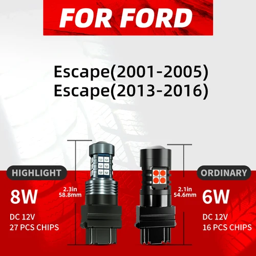 Imagen 2 del producto 2 uds luces de freno LED para coche Blubs rojo para Ford Escape 2001 2002 2003 2004 2005 2013 2014 2015 2016