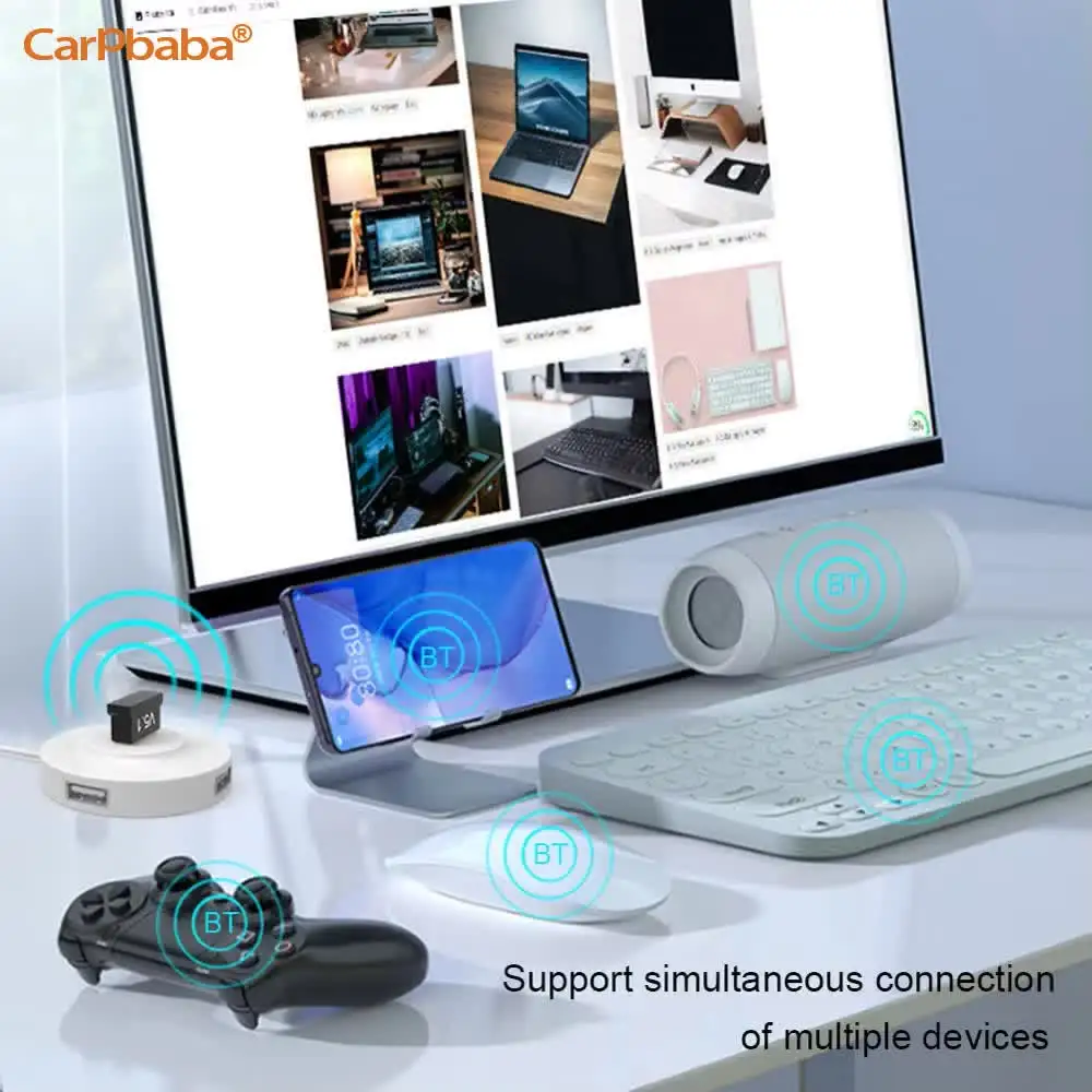 USB Bluetooth対応5.3アダプター、Windows 11/10対応、BTオーディオトランスミッター、プラグアンドプレイ、コンピューター、PC、ラップトップ、イヤホン用