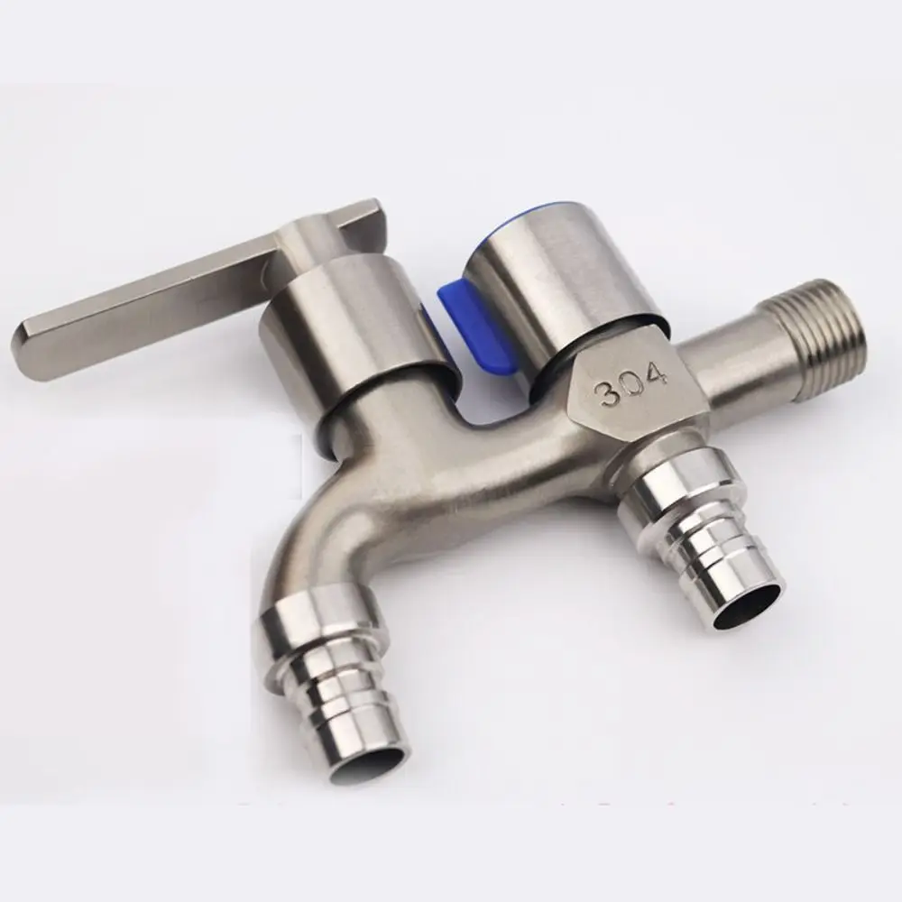 One-in-two-out Double Water Outlet Tap Dual-water Water Switch Mop Pool Faucet Stainless Steel Dual-water Tap