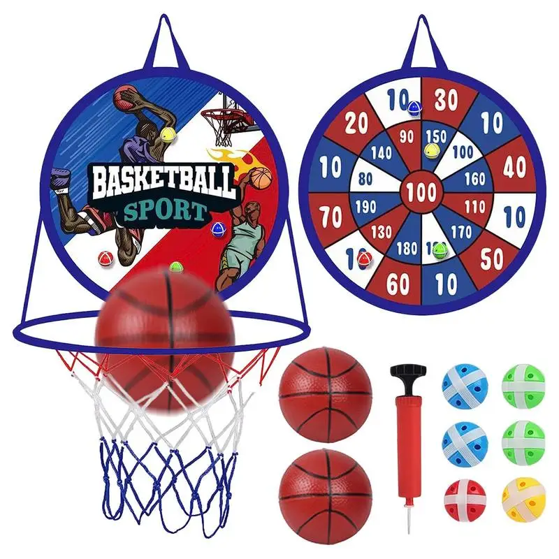 

Toddler Basketball Hoop Soft Dart Board Kids Cloth Basketball Hoop 2 In 1 Foldable Portable Multifunctional Training Toys For Bo