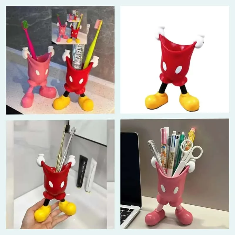 Disney Mickey Cute Makeup Brush Storage Box Student Pen Holder Office Living Room Desktop Decoration Ornaments