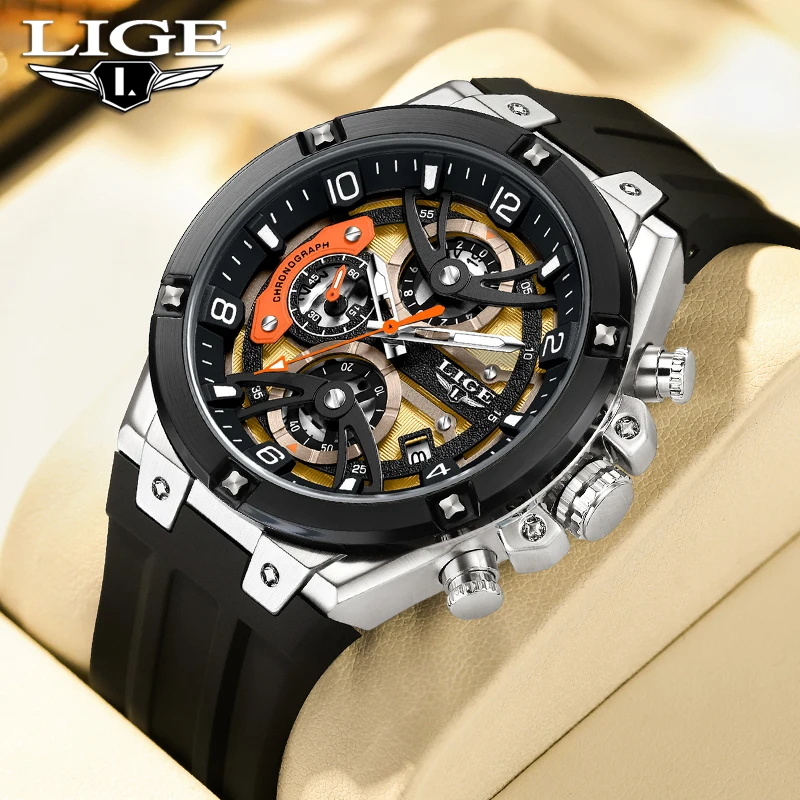 

LIGE Disign 2025 Роскошные часы Мужские модные спортивные кварцевые наручные часы 30 м Водонепроницаемые светящиеся хронографы Мужские часы Reloj Hombre