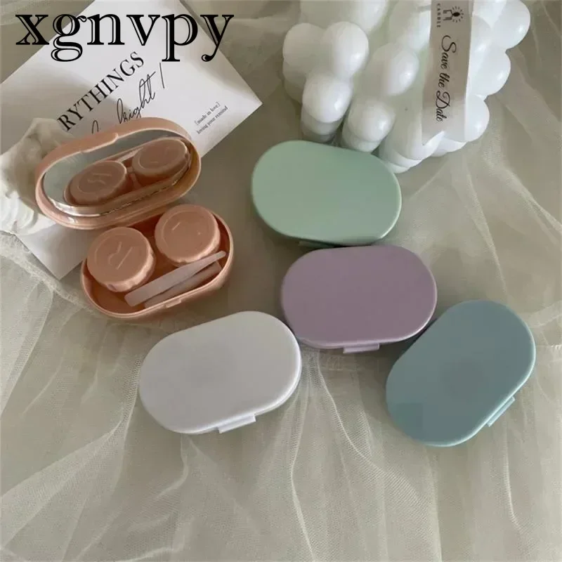 xgnvpy Contact Lens Case Compact Mini Korean Solid Color Girl Heart Care Case Contact Lens Companion Case