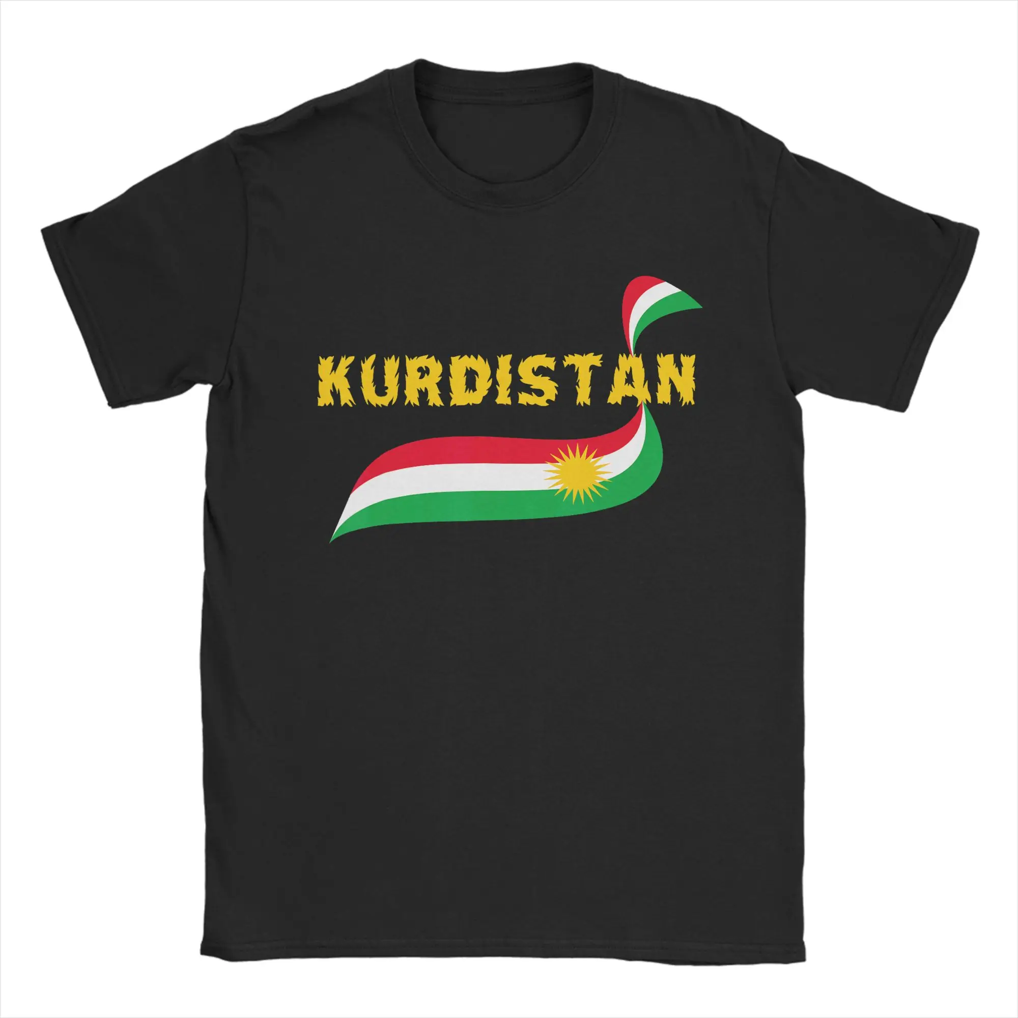 Vintage Kurdish Kurdistan Flag Kurd T-Shirts Men Round Neck Pure Cotton T Shirt  Short Sleeve Tee Shirt Gift Idea Clothing