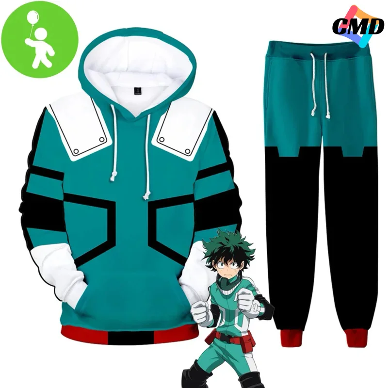 

Cos Midoriya Izuku Boys Costume Hoodie Pants Anime My Hero Cosplay Academy Fantasia Kids Halloween Clothes Child Role P