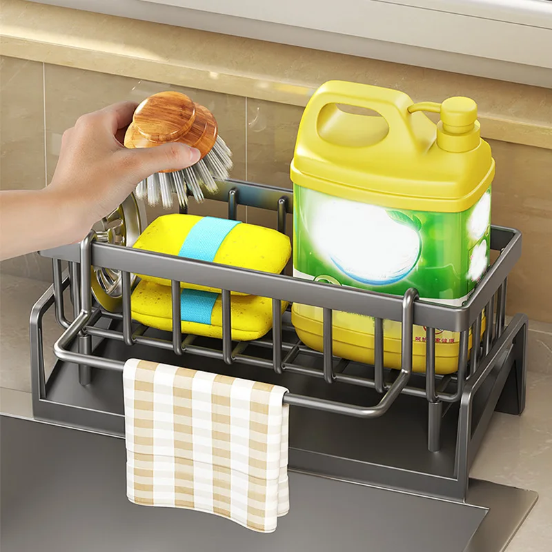 

Kitchen Sink Drain Rack Organizer ABS Plastic Self-draining Sink Shelf Soap Sponge Holder Bathroom Storage Filter Basket