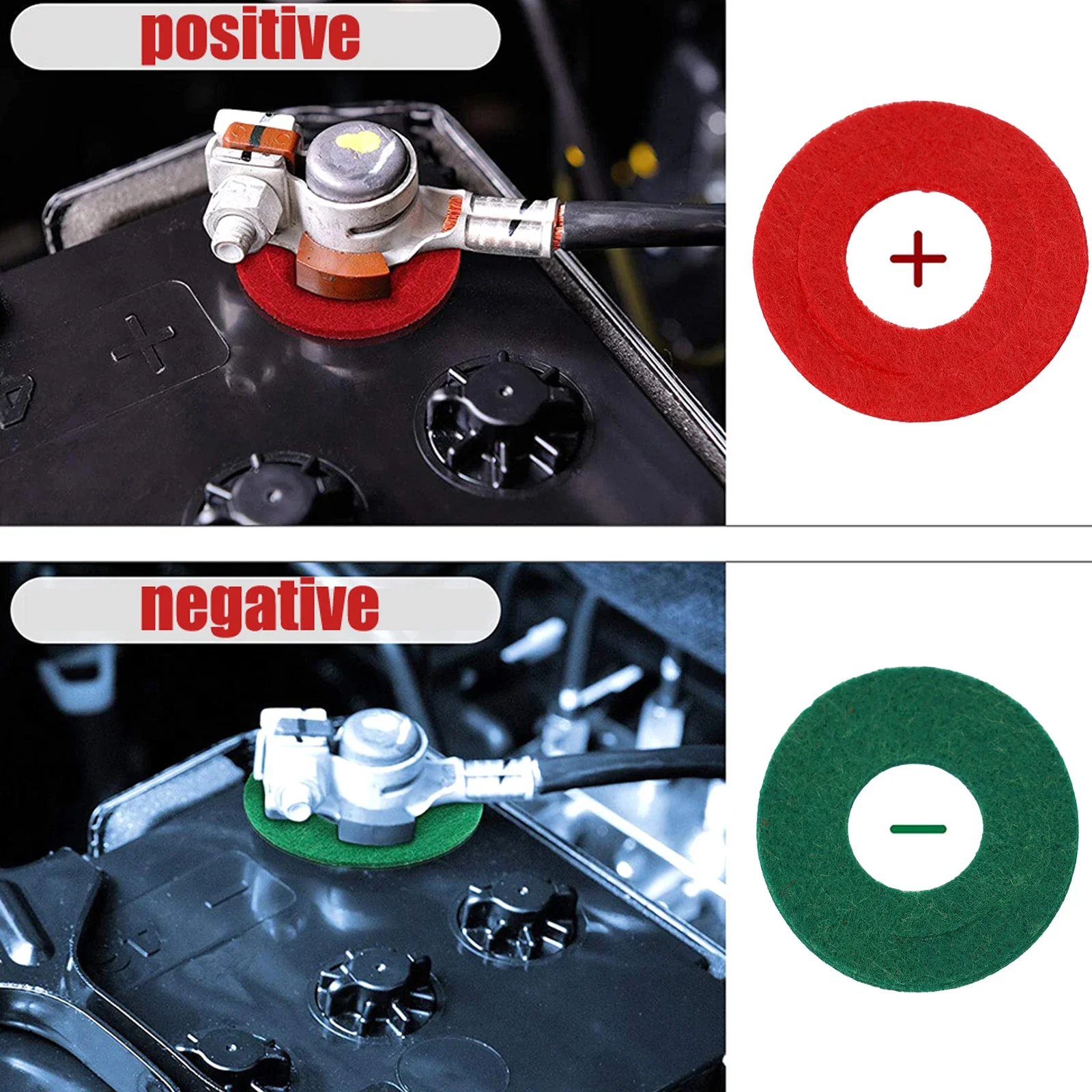 

10pcs BC2127 Battery Terminal Protector Anti Corr-osion Auto Car Pad Gasket Vehicle Thick Felt Fiber Washer Ring Mat Red+green