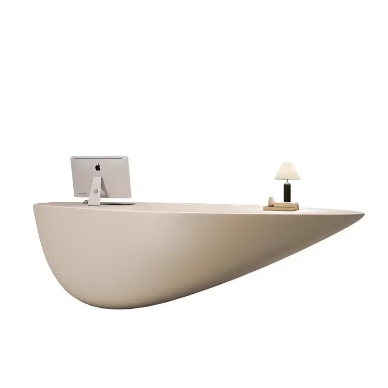 Simple Creative Special Shaped Painted FRP Front Desk Reception Counter for Beauty Salon Company Hotel Lobby Checkout