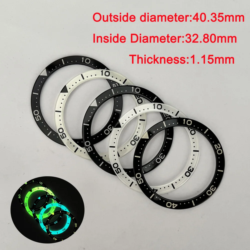 HEIMDALLR Watch Parts 40.35mm Full Luminous Mineral Glass Watch Bezel Insert Suitable For SBDC053 Watch Case