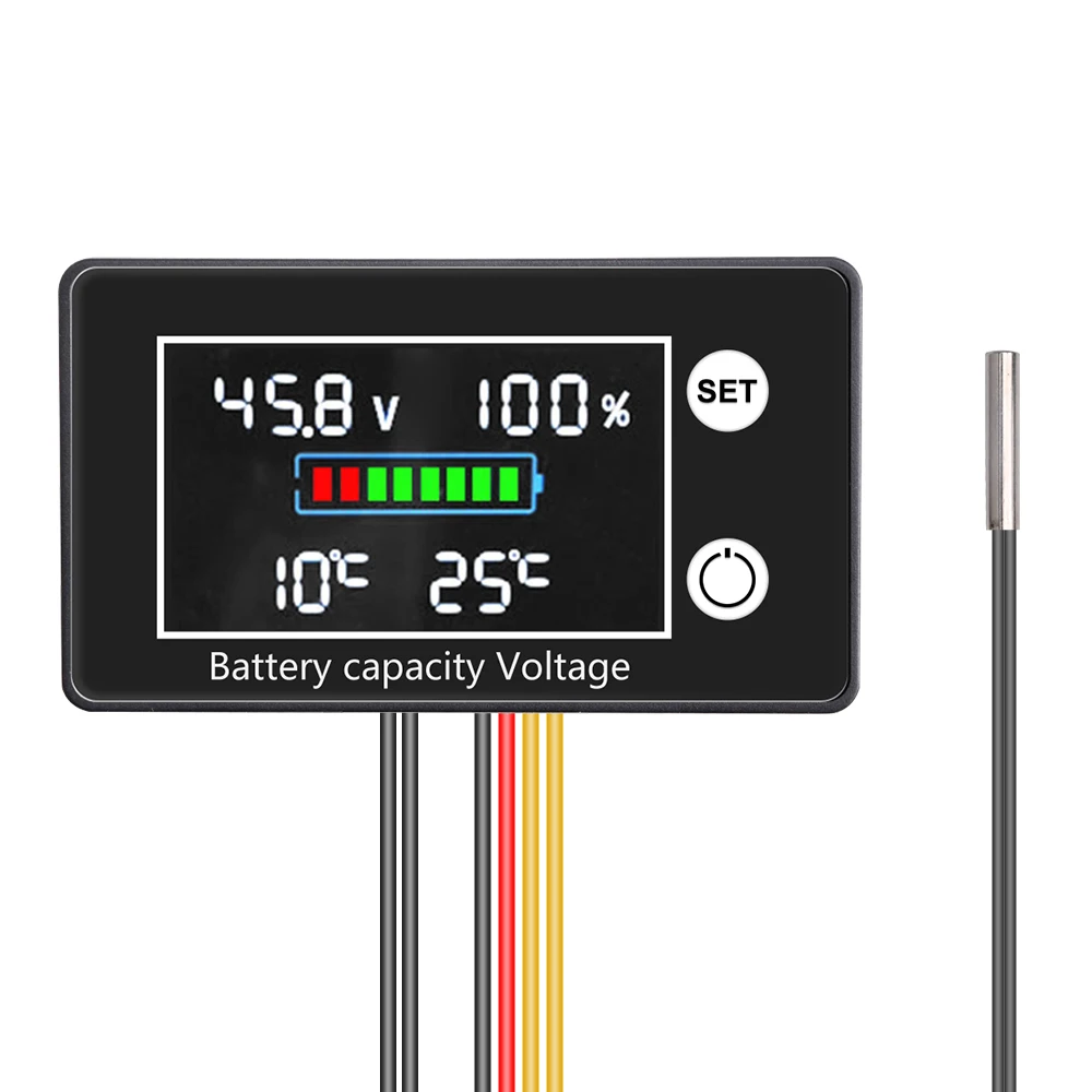 

D02 DC10-100V Waterproof Digital Voltmeter with Temperature Control -20℃-110℃Lead-acid Lithium Battery Capacity Indicator