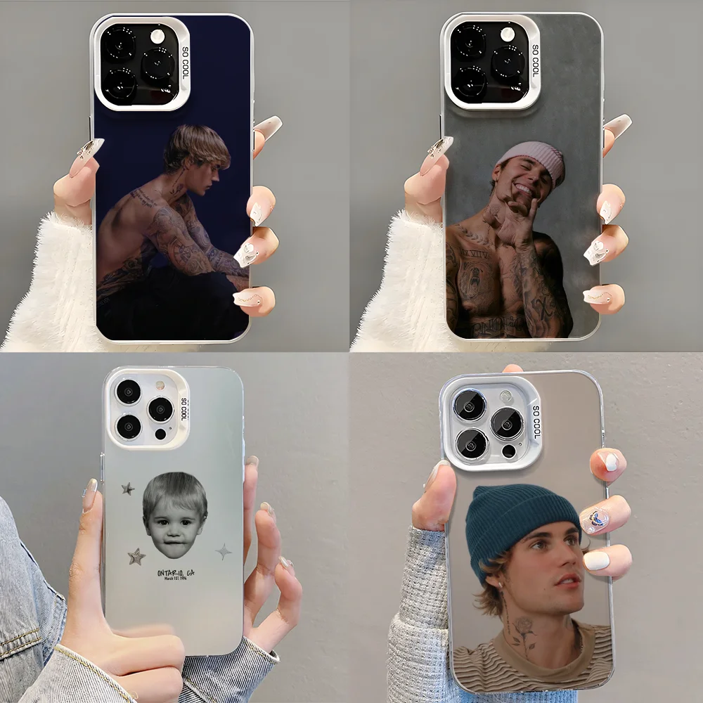 Justin B-Bieber Capa de telefone para iPhone 14 16 15 11 12 13 Pro Max Mini Plus Capa à prova de choque