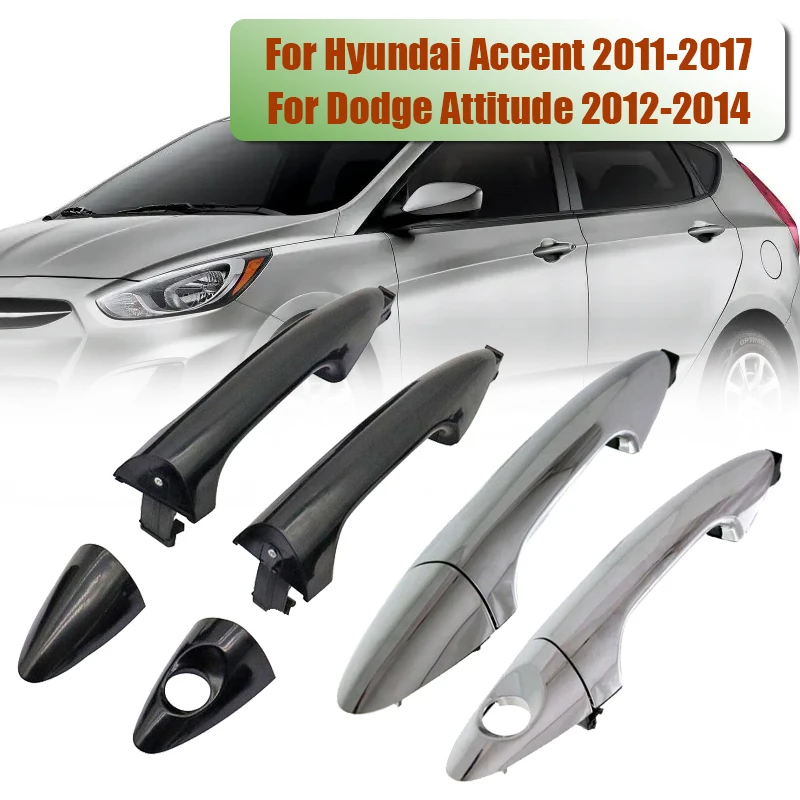 Manija de puerta exterior negra/cromada para Hyundai Accent 1.6L i25 2011-2017 Solaris Verna Dodge Attitude 2012-2014