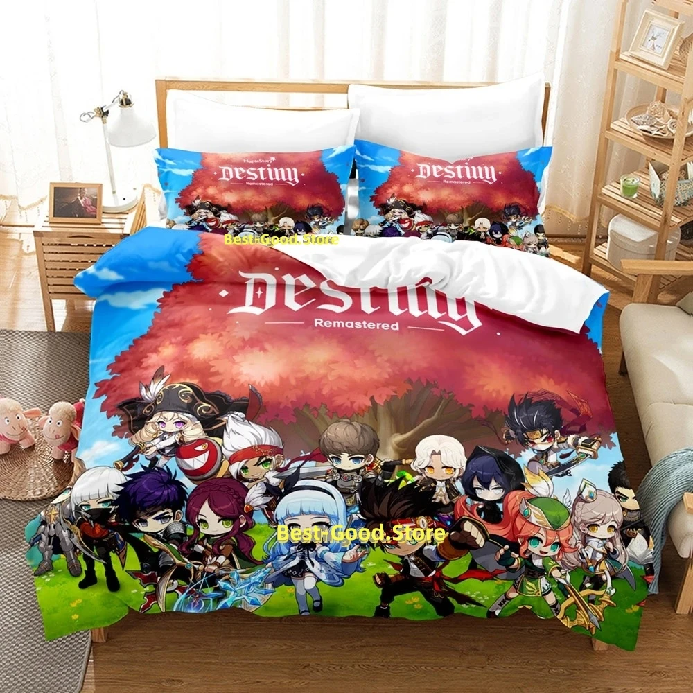 

2024 Maplestory Bedding Set Single Twin Full Queen King Size Bed Set Adult Kid Bedroom Duvetcover Sets 3D Game Bed Sheet Set