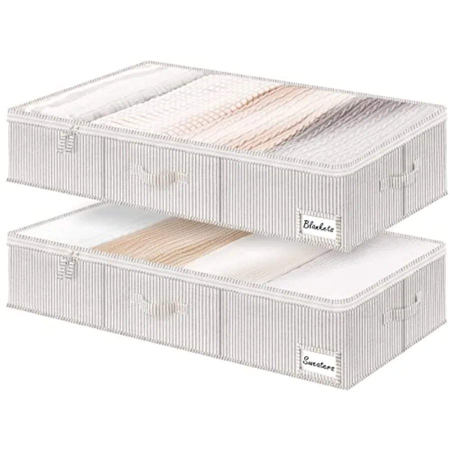 

Extra Large Under Bed Storage Containers with Handles and Label Holder, 2 Pack Ultra-thick Fabric Underbed Bins, Closet Organiz