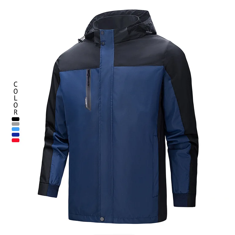 

Men's Outdoor Windproof Waterproof Jaet Autumn Sport Coat Busin Casual Loose Fit Long Sve Zipper Closure Faionable