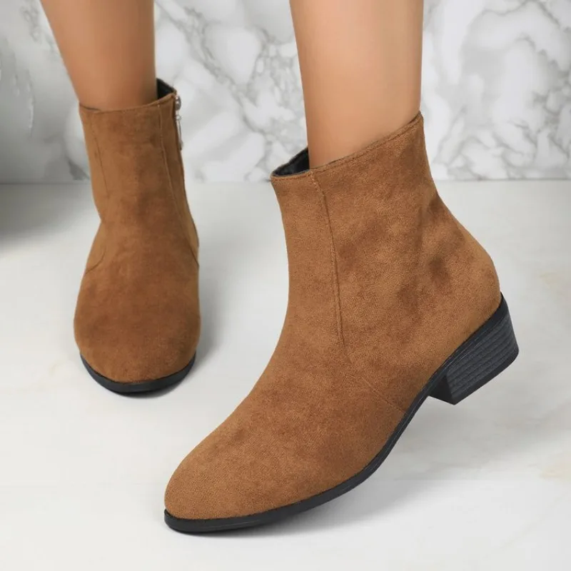 Women Platform Boots Women's Ankle Boots Autumn Fashion Elegant Faux Suede Elegant Concise Solid Colors High Heel Ankle Boots