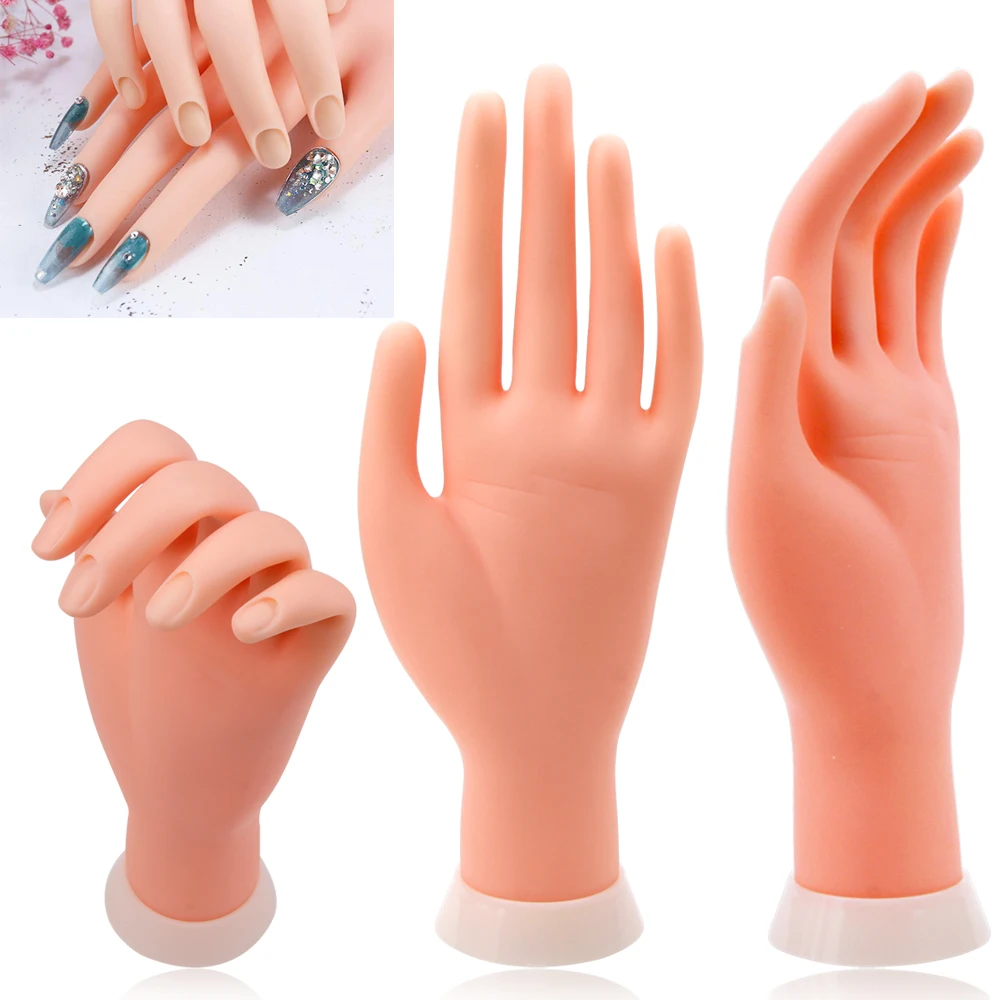 

Manicure Flexible Plastic Hand Practice Fake Nails Hand Nail Art Acrylic Uv Gel Training Display Model Prosthetic Manicure Tools