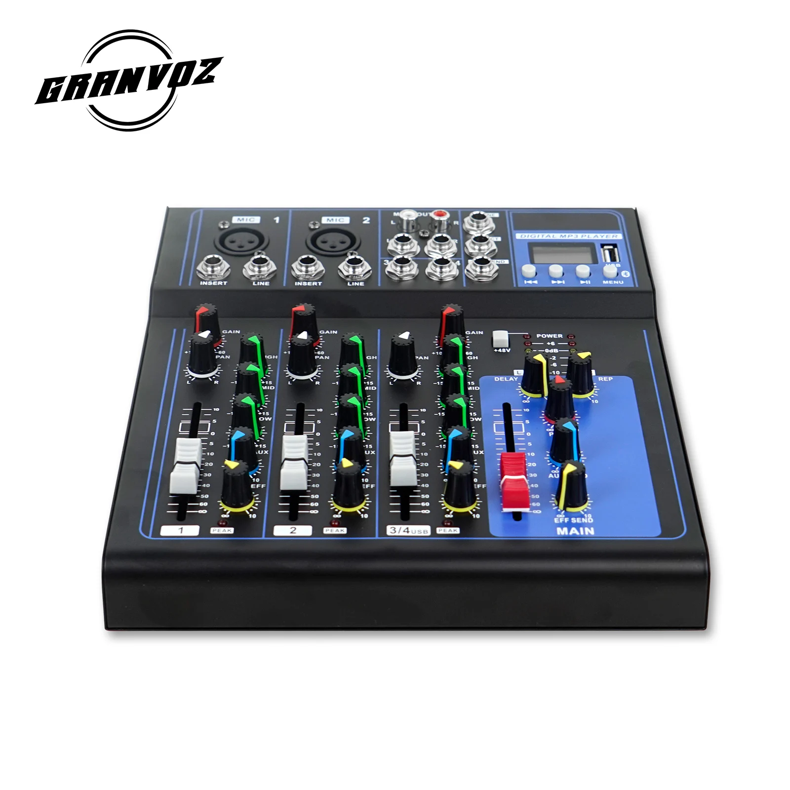 Amplificatore stereo DJ Mixer USB alimentato a 4 canali Mixer audio DJ