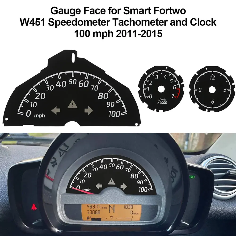 

Gauge Face for Smart Fortwo W451 Speedometer Clock and Tachometer 100 mph