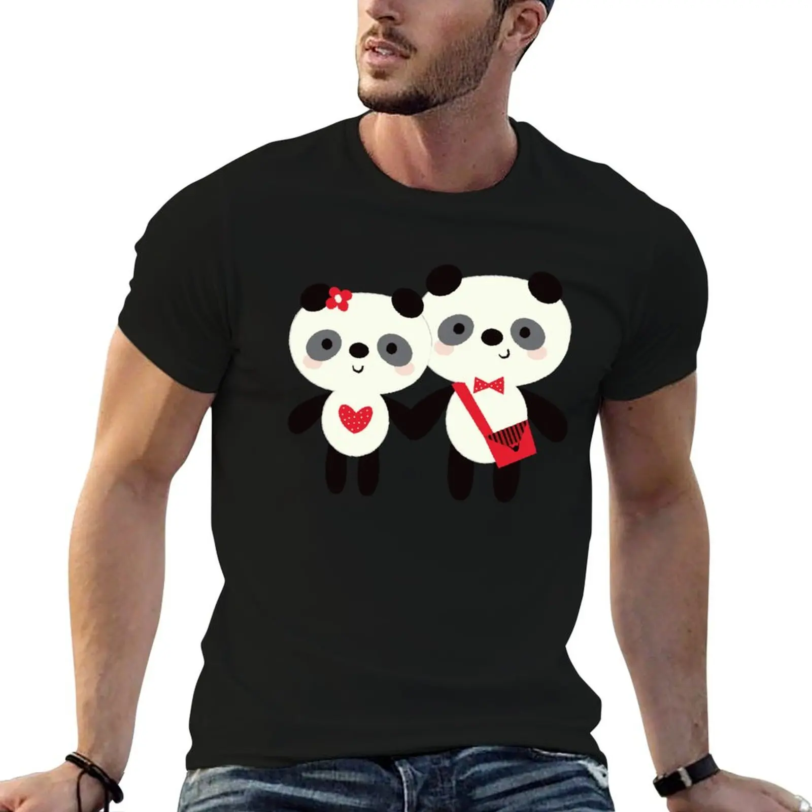 

It Must Be Love - Preppy Pandas T-Shirt designer shirts rapper graphic tees black t-shirts for men