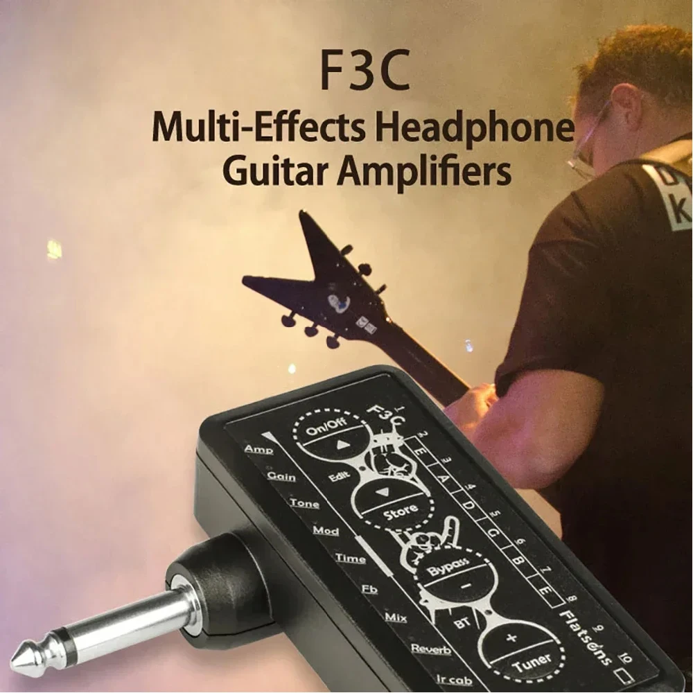 Flatsons F3C Mini Headphone Amp Guitar Bass Amplifier Speakers Headphone Stage Audio Tuner Guitar Accessories Plug Amp