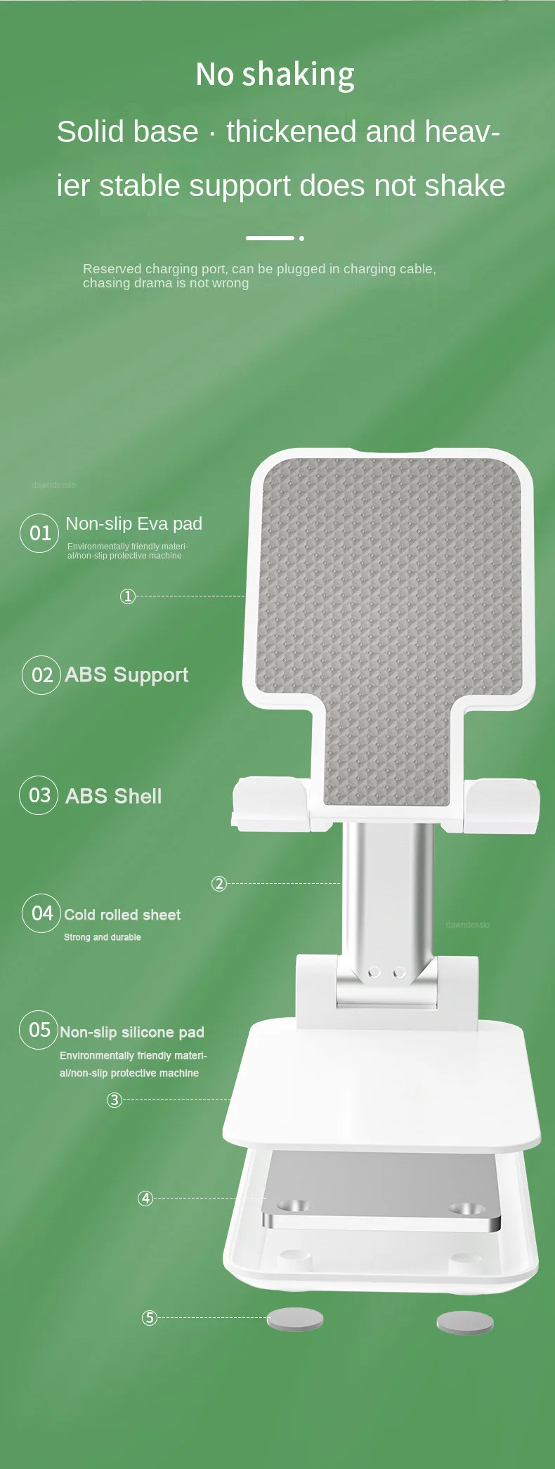 Ständer Desktop Universal Stützhalter für iPhone Samsung Xiaomi Telefon Huawei faltbar und hebend Multifunktions-Teleskop – Detail 11