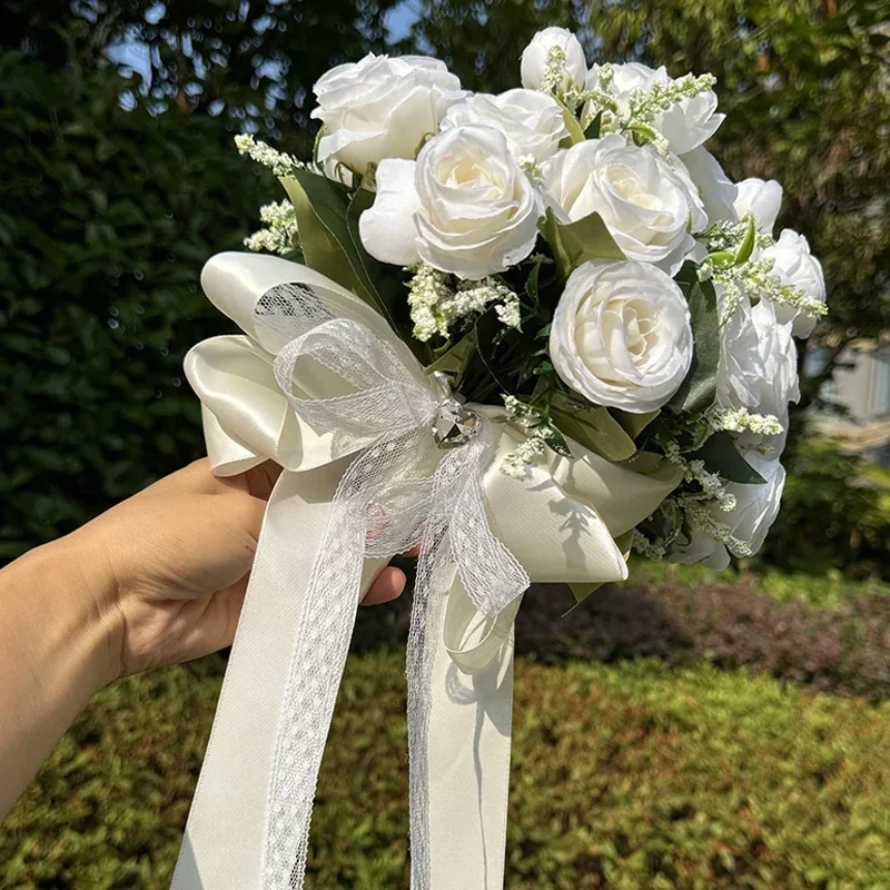 1PC Wedding Bouquet for Bride Wheat Ear and Green Leaf Wedding Bouquet Ceremony Anniversary Bridal Shower Wedding Accessories image 2