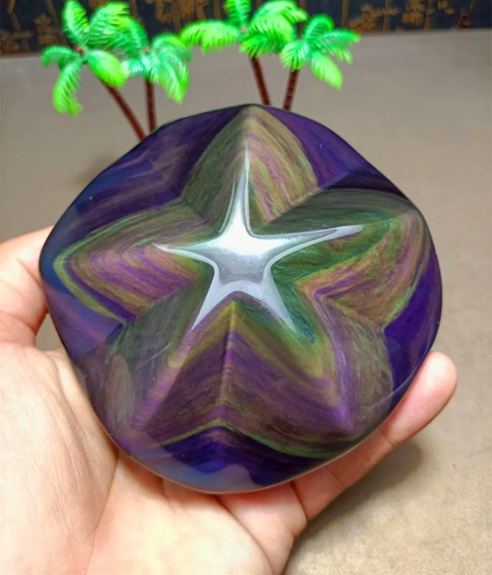 Natural Energy magic gem, obsidian carving, five-pointed star, reiki fashion, home decoration, Chakra treatment