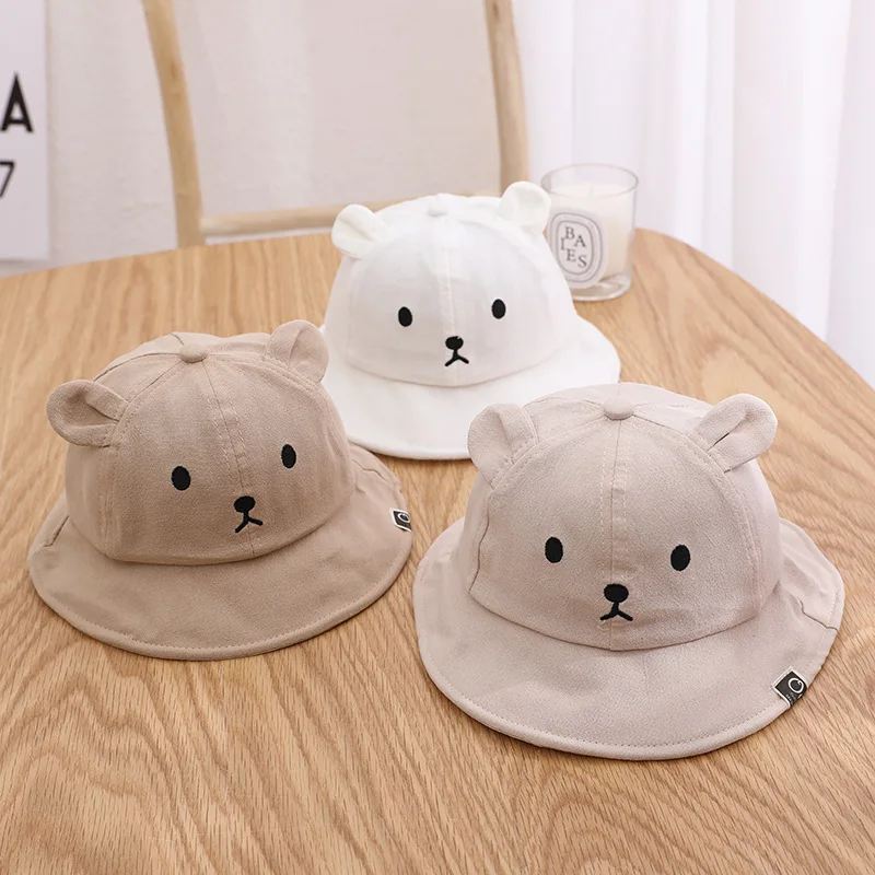 Cute Bear Baby Bucket Hat Spring Summer Outdoor Sun Hats for Boy Girl Cartoon Bear Ears Baby Hat Panama Cap Baseball Caps