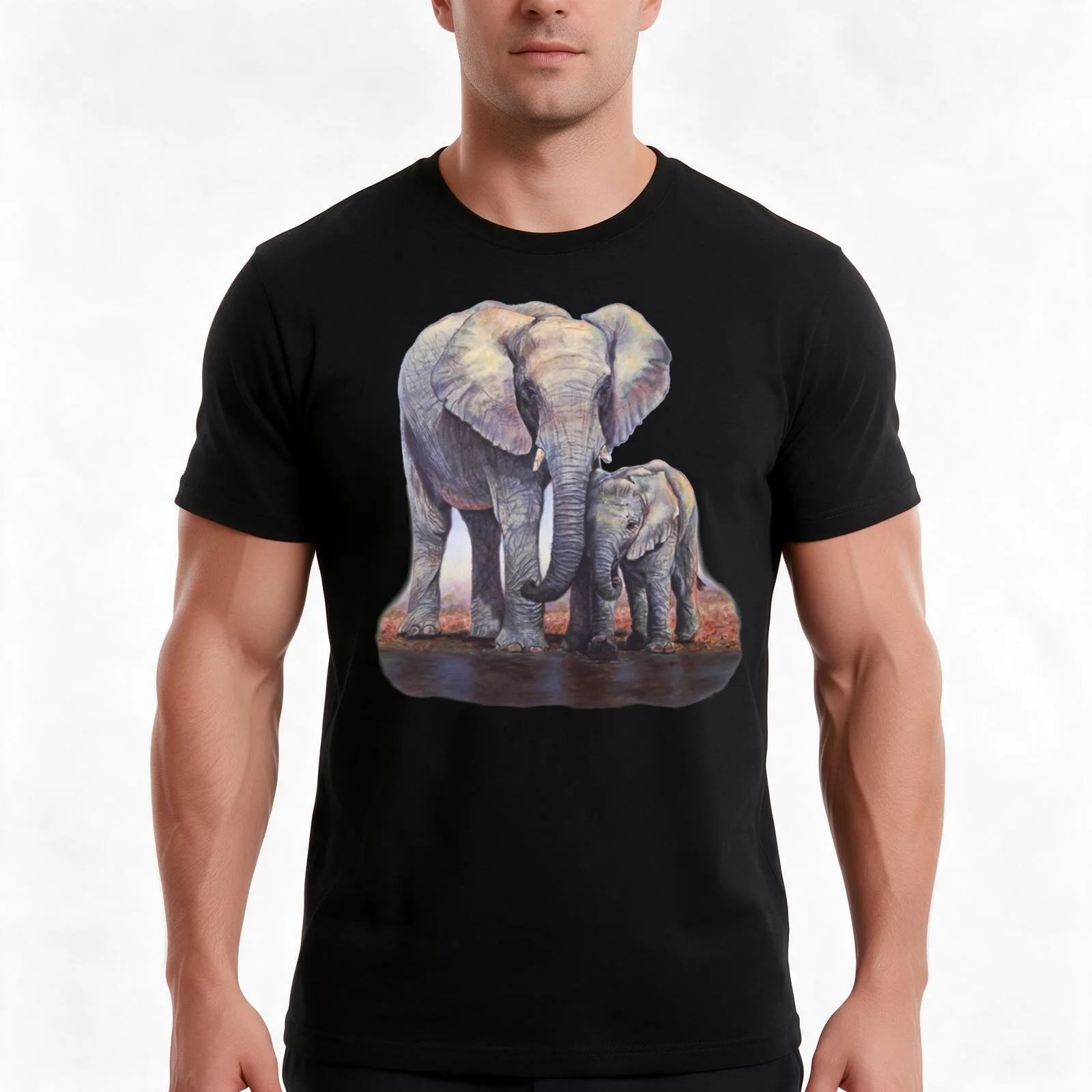 Elephants: Baby Bumper T-Shirt, Summer Casual Cotton Tee, Oversized Streetwear Tops, Vintage Graphic Print, Unisex Men Women