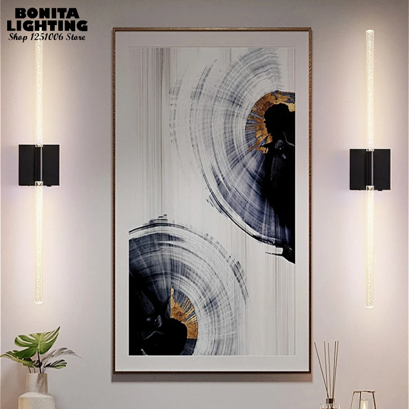 

Slim Acrylic Tube Wall Lamp, 3 Colors Dimmable, Angle Rotatable, Modern Sconces for Hallway, Art Background, Living Room Decor