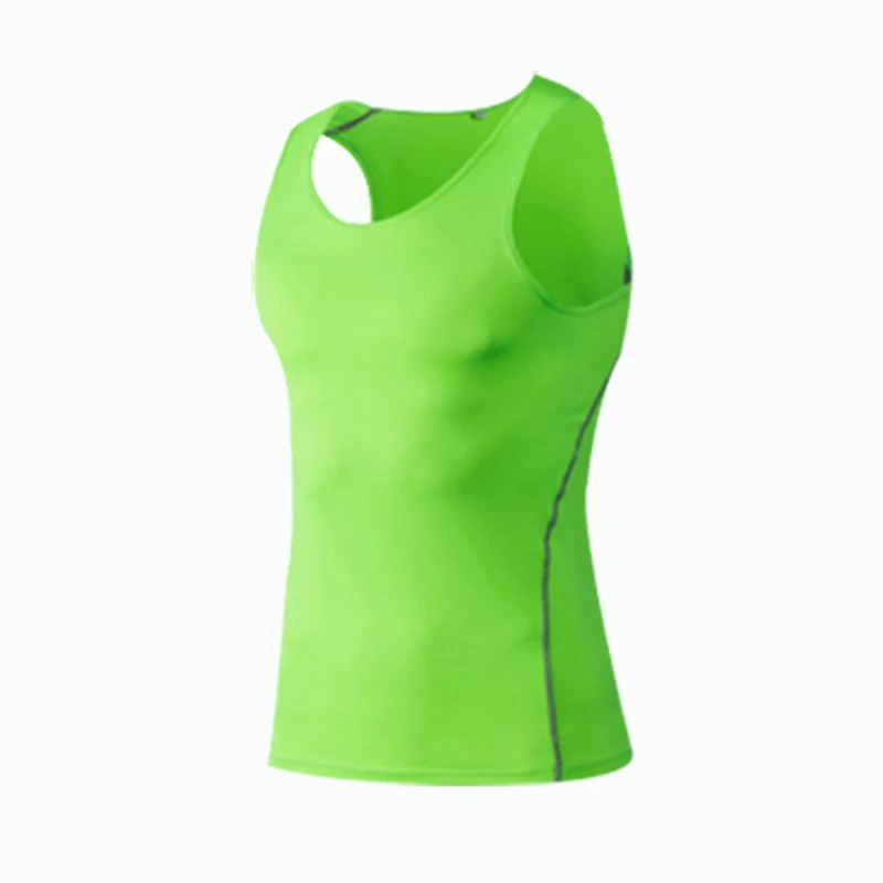 Men Sport Fitness Tees Vest Solid Color Summer Gym Tank Tops  Vest Tunic T-Shirt Workout Compression Base Stretch Sports