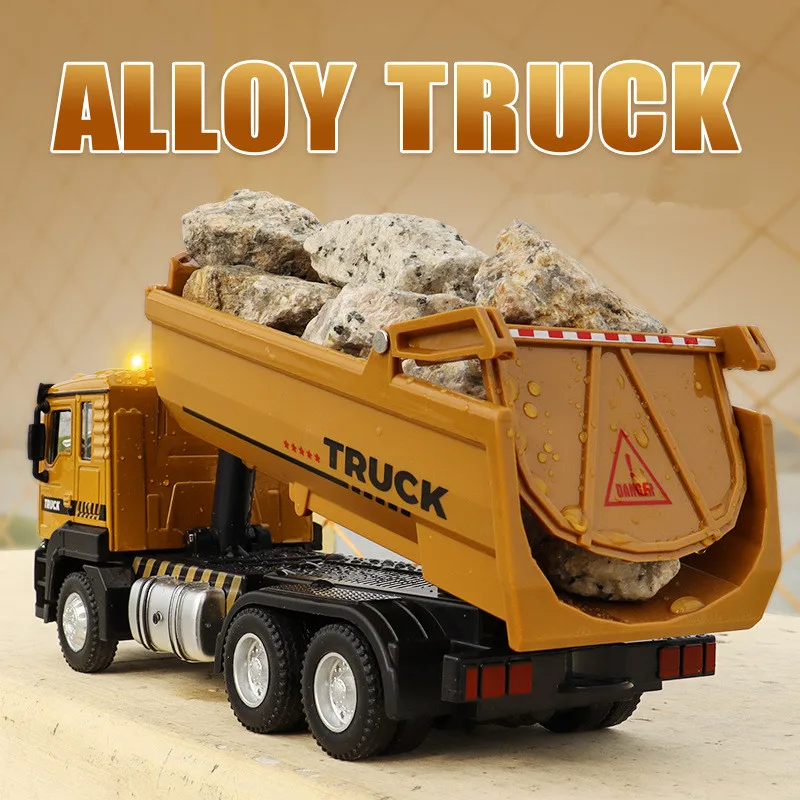 Hot new produc1:43 alloy pull back dump truck model,engineering transport truck toy,simulation sound and light car,free shipping