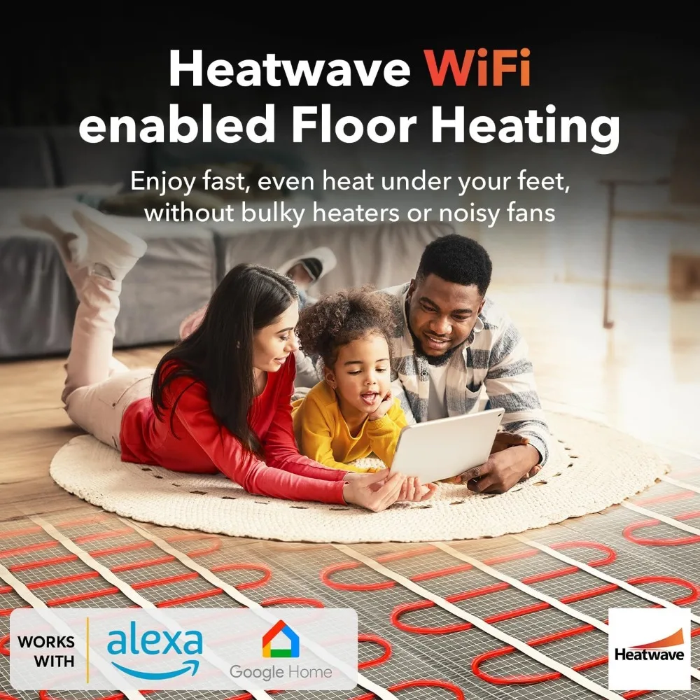 نظام تسخين مشع - 15 قدم مربع، 120 فولت، 180 وات، 1.5 أمبير، حصيرة تسخين كهربائية تحت الأرضية لراحة المنزل #2